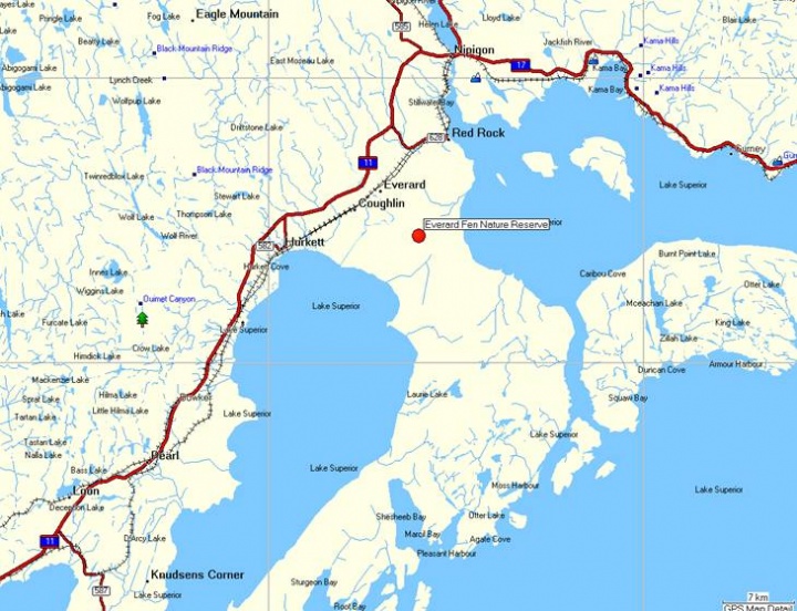 Location of Everard Fen on Black Bay peninsula